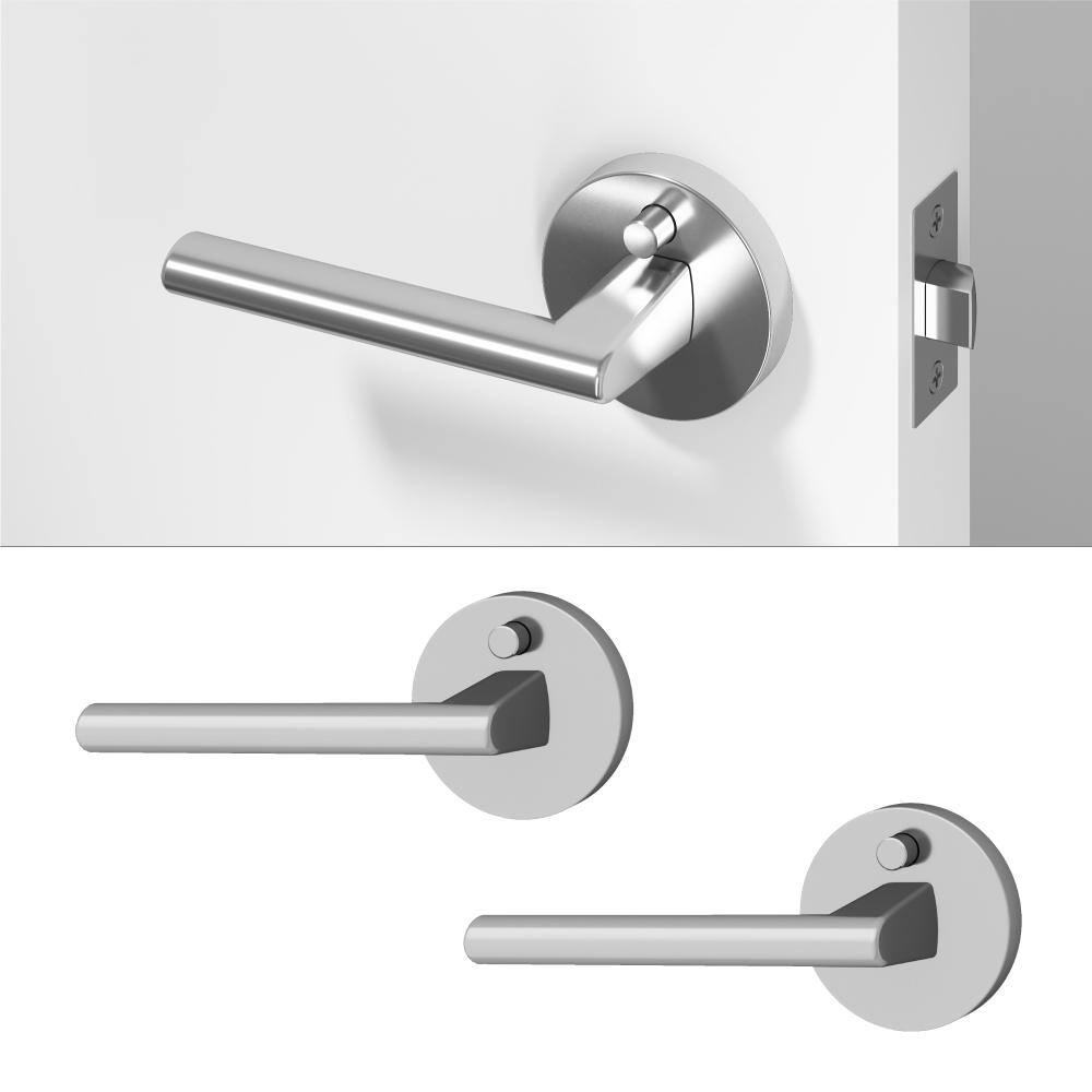 Brio Metal Chrome Privacy Bed/Bath Round Door Handle with Push Button and Round Rosette 2-Pack price history on PriceWatchPro
