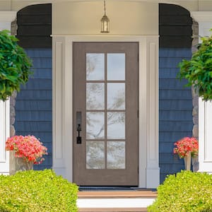 Regency 36 in. x 80 in. Full 8-Lite Left Hand/Outswing Clear Glass Ashwood Stained Fiberglass Prehung Front Door