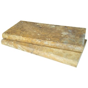 Riviera 2 in. x 12 in. x 24 in. Brushed Travertine Pool Coping (15 Piece / 30 Sq. ft. / Pallet)