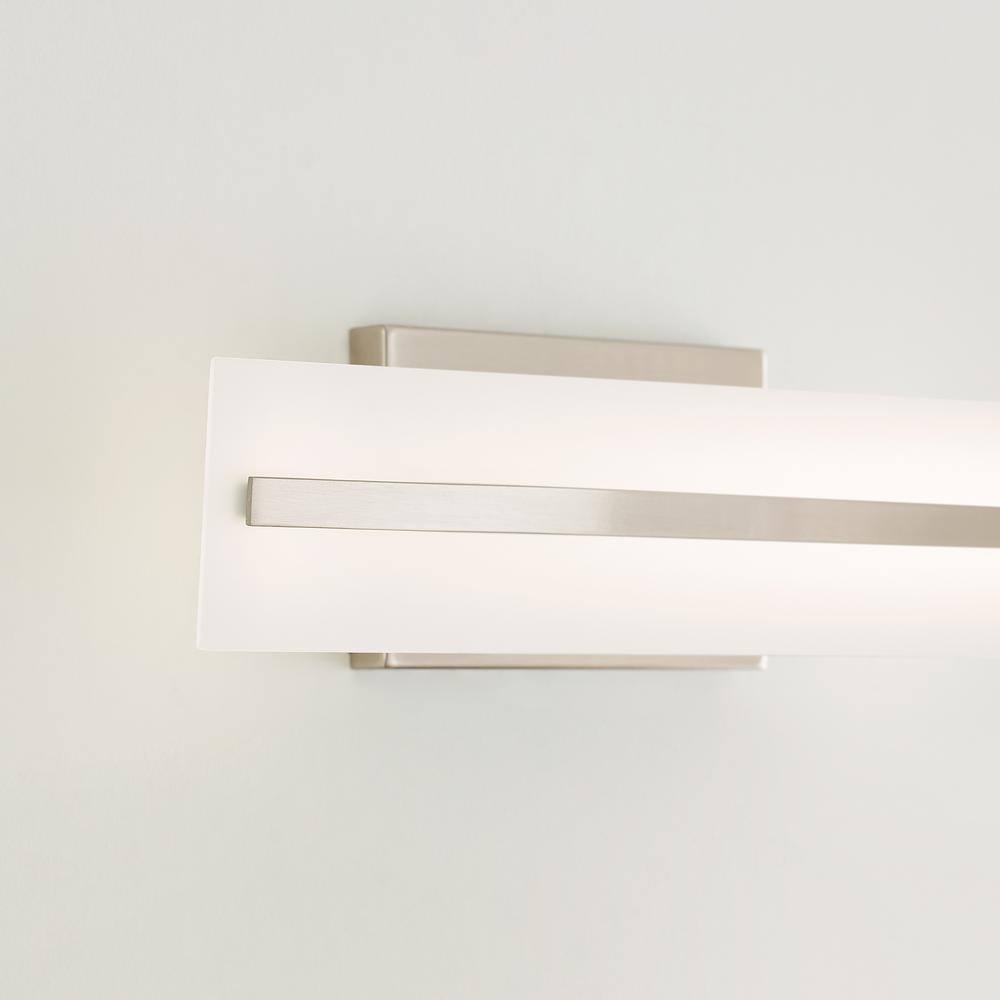 Brushed Nickel Two-Light Satin Etched Glass Vanity Light