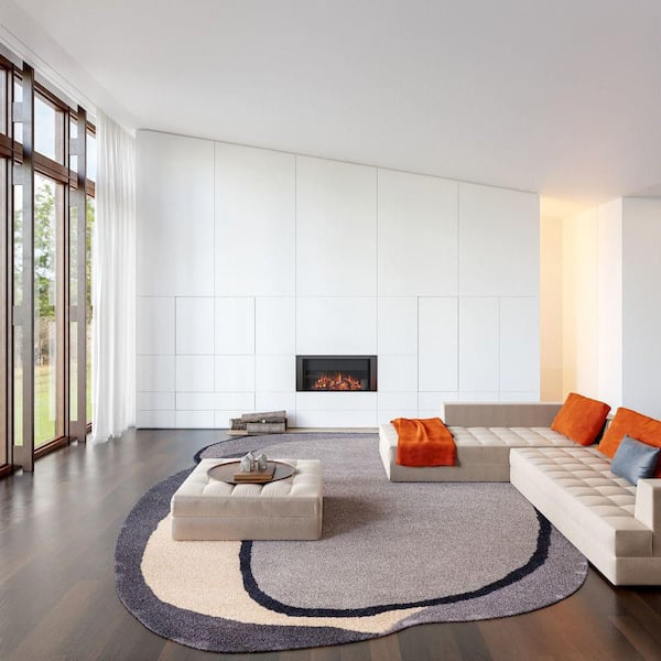 Greenwich Abstract Wool Grey 3 ft. x 5 ft. Indoor/Outdoor Patio Shaped Area Rug