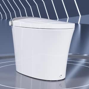 Tankless 1.28 GPF Elongated Electric Smart Toilet Bidet Seat in White, Seat Heating, Remote Control and Automatic Flush