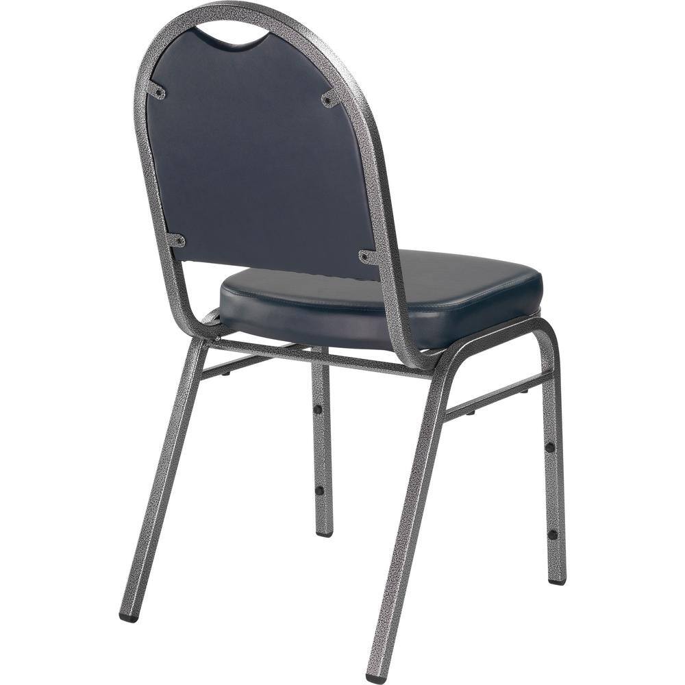 Midnight Blue Vinyl Armless Stackable Banquet Chair with Silvervein Metal Frame