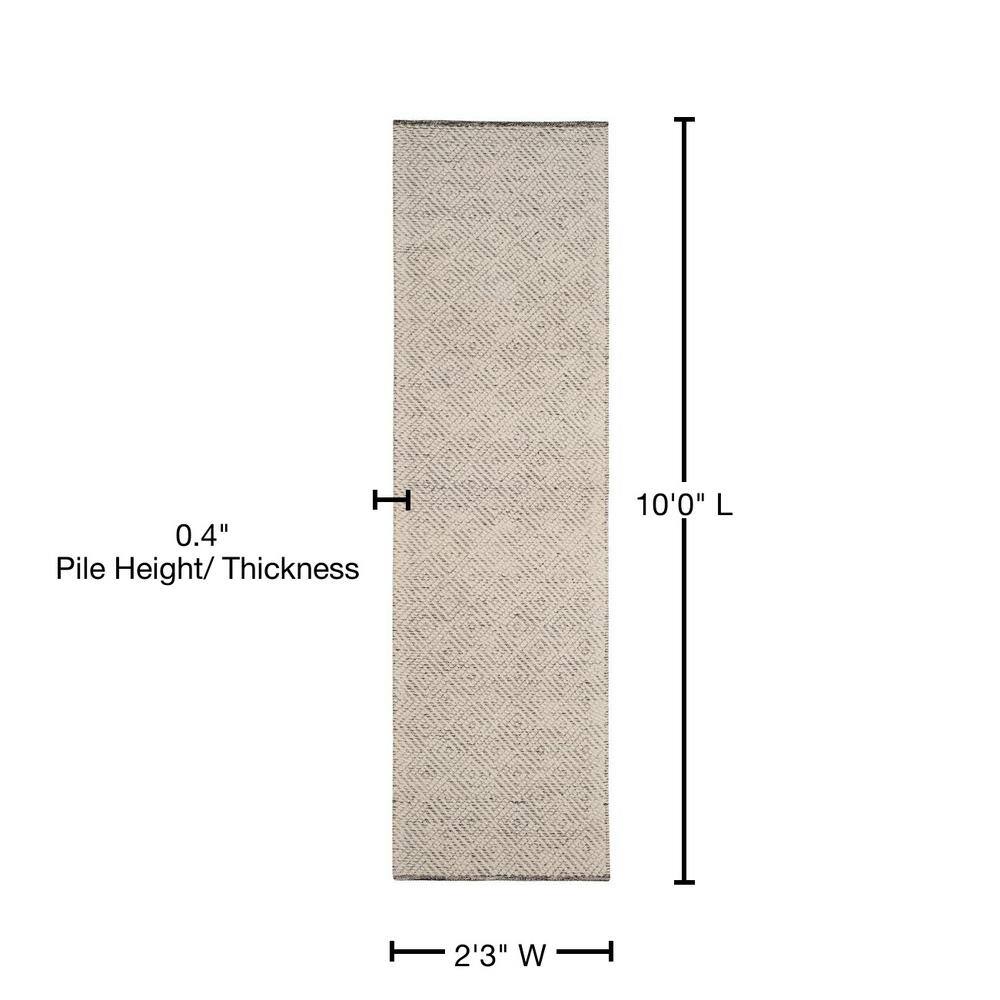 Ivory and Light Grey Wool Hand-Tufted Runner Rug