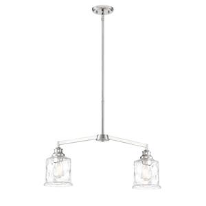 Drake 2-Light Polished Nickel Island Pendant with Clear Hammered Glass Shades