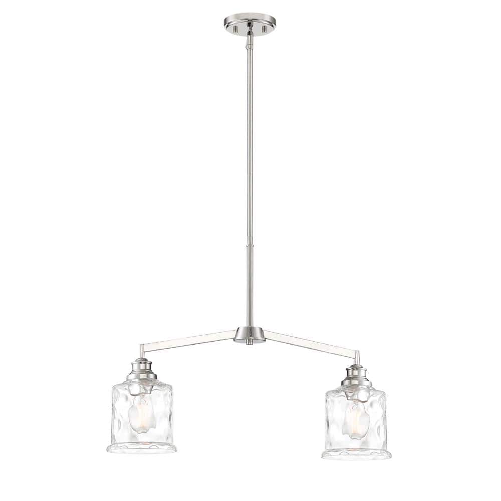 Designers Fountain Drake 60-Watt 2-Light Polished Nickel Pendant with Clear  Hammered Glass Shade 96338-PN - The Home Depot