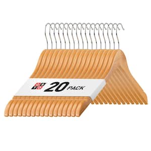 Natural Wooden Suit Hanger with Notches and Rubber Grips 20-Pack