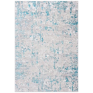 Amelia Gray/Turquoise 9 ft. x 12 ft. High-Low Distressed Area Rug