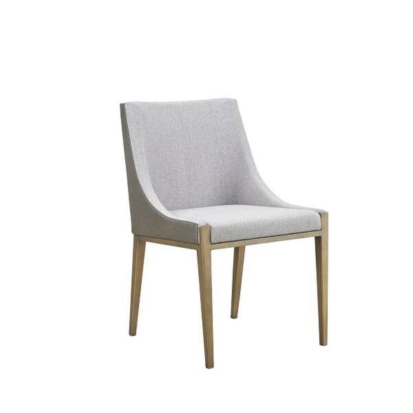 HomeRoots Gray And Brass Upholstered Fabric Side Chair