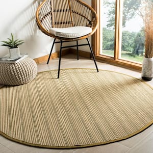 Natural Fiber Multi/Green 6 ft. x 6 ft. Round Border Area Rug