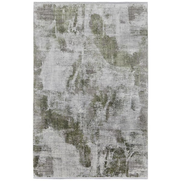 12 ft. x 18 ft. Gray, Silver, Green Geometric Area Rug
