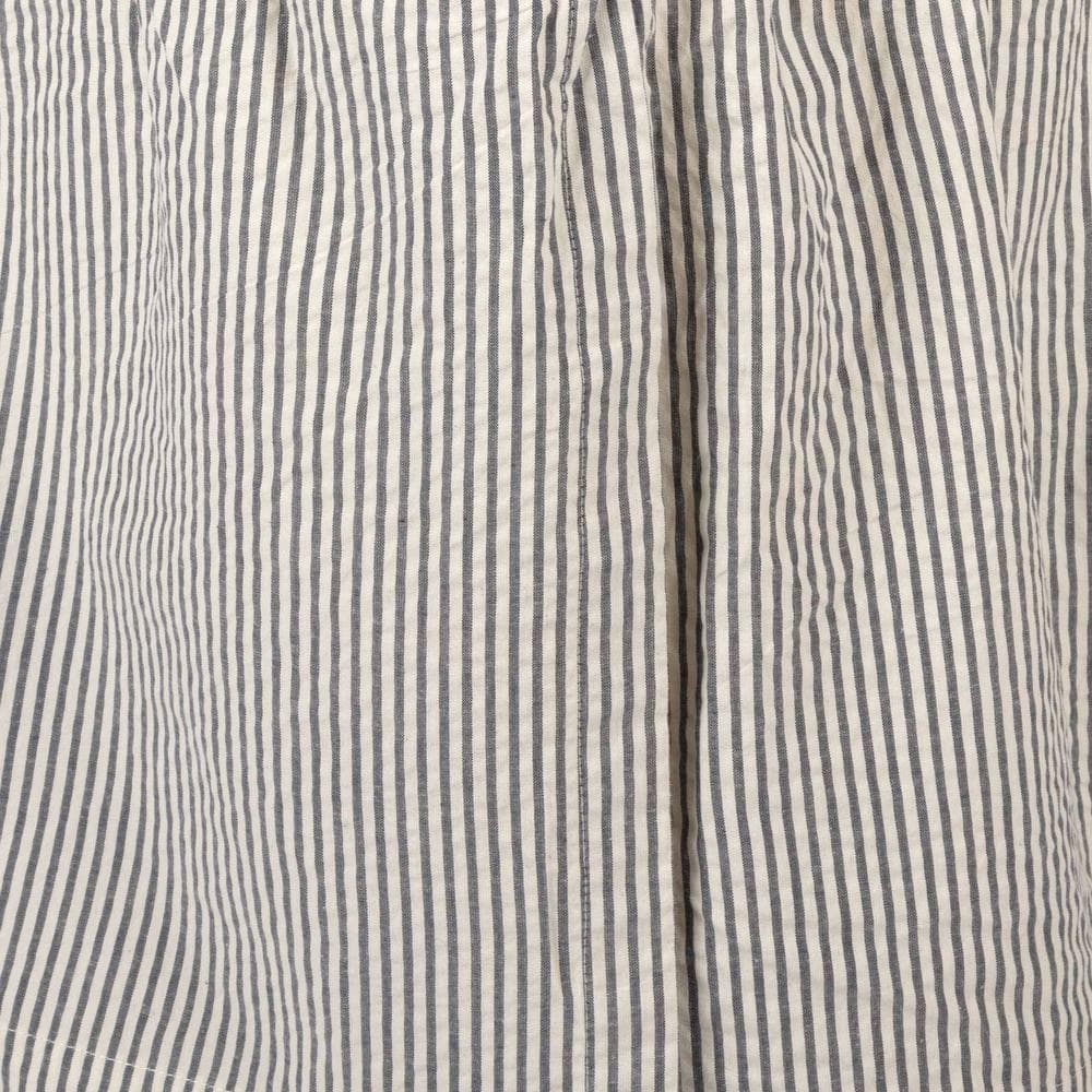 Denim Blue and White Cotton Queen Bed Skirt with Split Corners