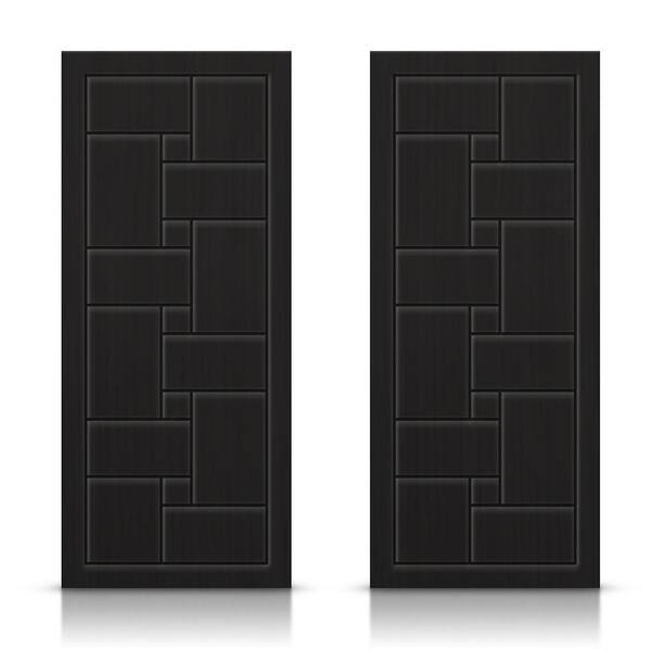 CALHOME 72 in. x 84 in. Hollow Core Black Painted Composite MDF Interior Double Closet Sliding Doors