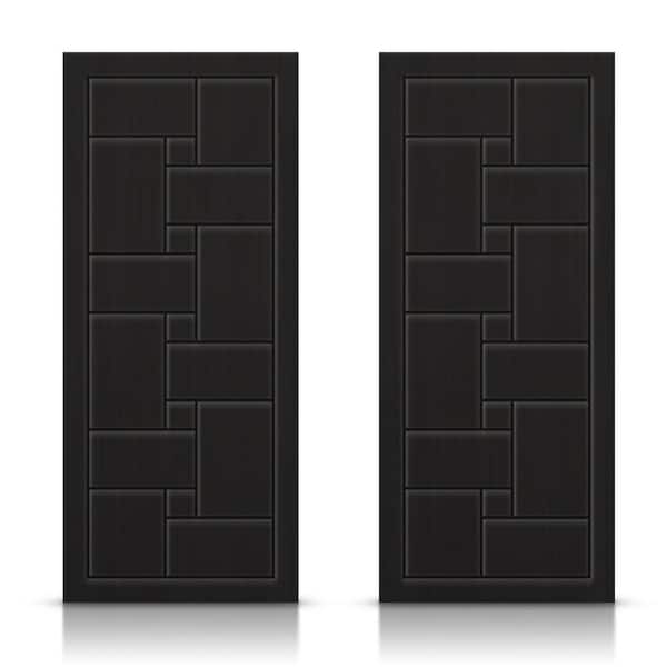 CALHOME 60 in. x 96 in. Hollow Core Black Painted Composite MDF Interior Double Closet Sliding Doors