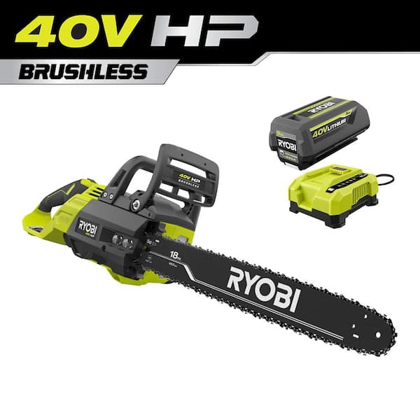 RYOBI 40V HP Brushless 18 in. Battery Chainsaw with 5.0 Ah Battery