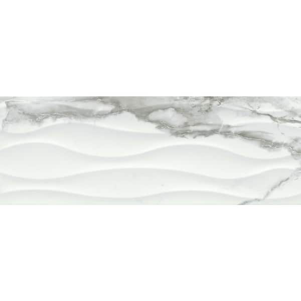 EMSER TILE Sculpture Venato Wave 12.99 in. x 35.83 in. Glossy Marble Look Ceramic Wall Tile (12.928 sq. ft./Case)