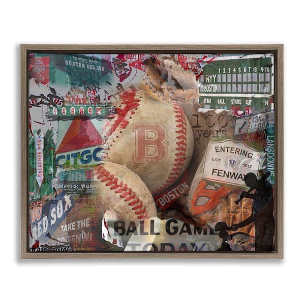 Stupell Industries Entering Fenway Baseball Collage by Graffi tee Studios Brown Floater Frame Sports Graphic Art Print 17 in. x 21 in.