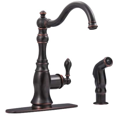 Fontaine Bellver Single Handle Traditional Standard Kitchen Faucet with Side Sprayer in Oil Rubbed Bronze
