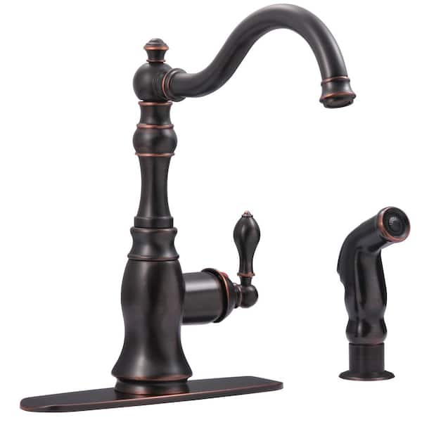 Fontaine by Italia Fontaine Bellver Single Handle Traditional Standard Kitchen Faucet with Side Sprayer in Oil Rubbed Bronze