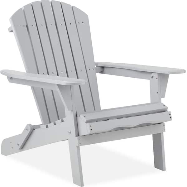 Best Choice Products Gray Folding Wood Outdoor Adirondack Chair Set of 1