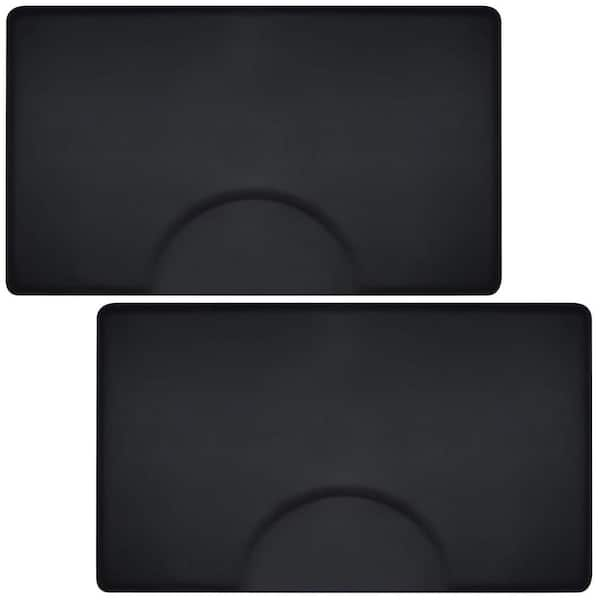 Saloniture Pack of 2 Black 36 in. x 60 in. x 1/2 in. Rectangular Anti-Fatigue Mats