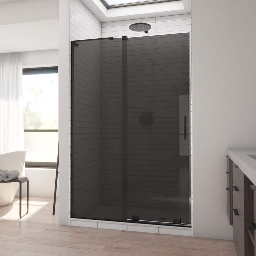 Mirage-X 48 in. W x 72 in. H Frameless Sliding Shower Door in Matte Black with Smoke Gray Glass price history on PriceWatchPro