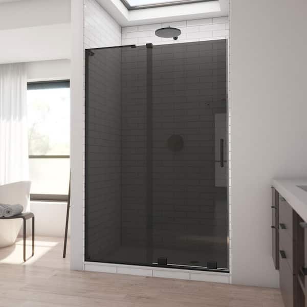 DreamLine Mirage-X 48 in. W x 72 in. H Frameless Sliding Shower Door in Matte Black with Smoke Gray Glass
