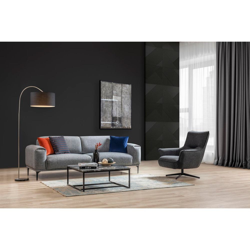 37 in. Gray Faux Leather Arm Chair (1-Piece) of with Metal Framework for Perfect balance of comfort and simplicity price history on PriceWatchPro