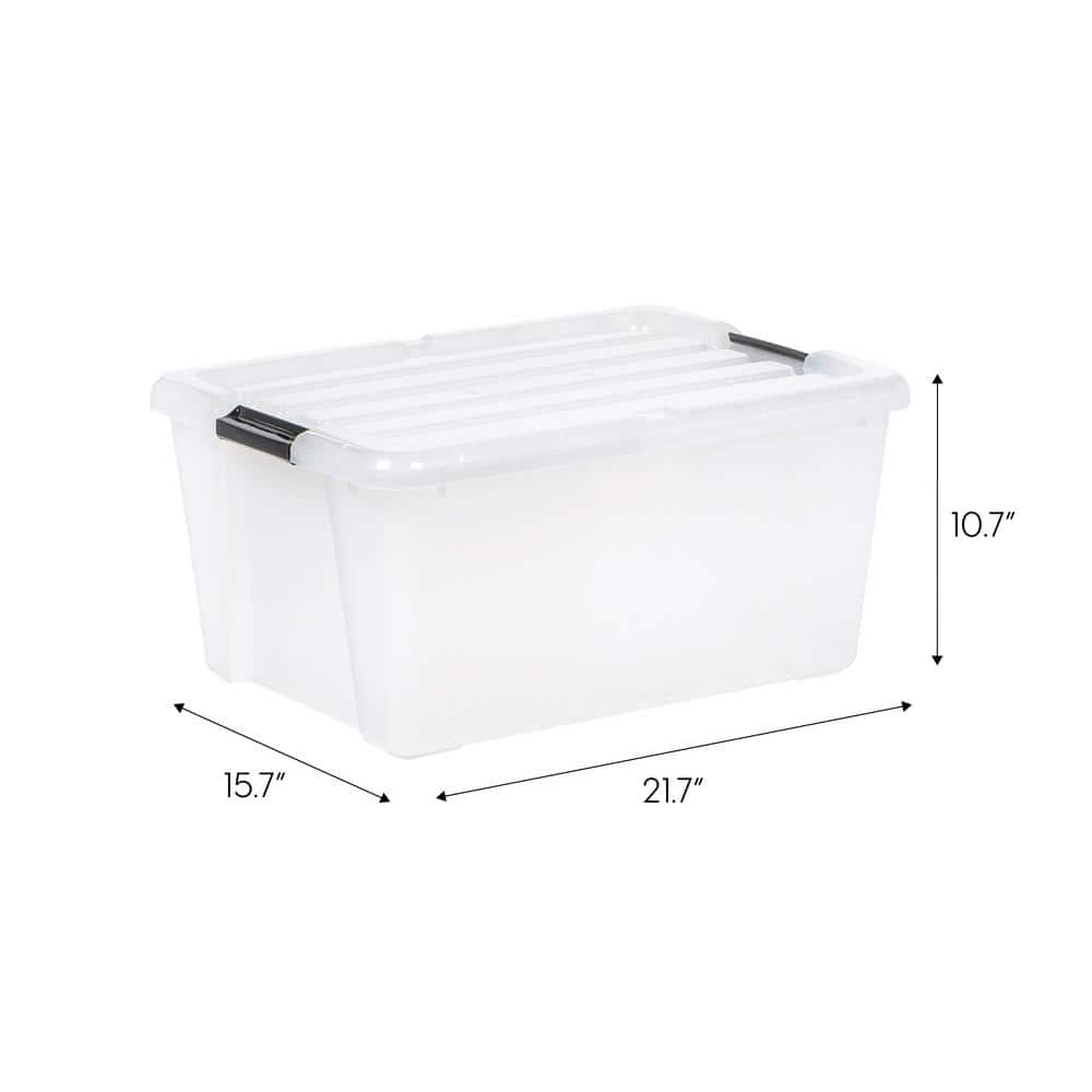 Clear Stackable Plastic Storage Bins with Latching Lids, 45 Qt, Set of 4