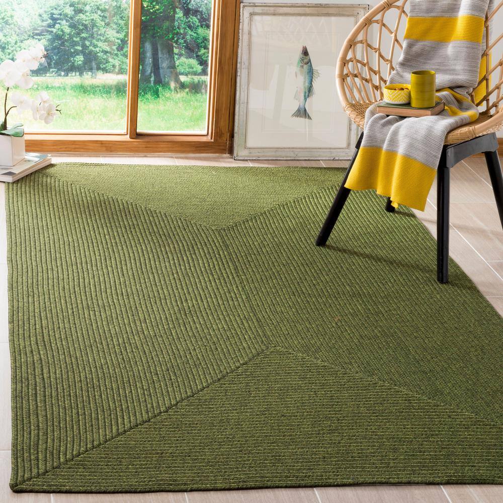 Green 4' x 6' Handmade Reversible Braided Area Rug