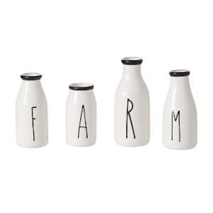 4.25", 3.5", 5.5", and 4.75" Farm Cream Bottles (Set of 4)