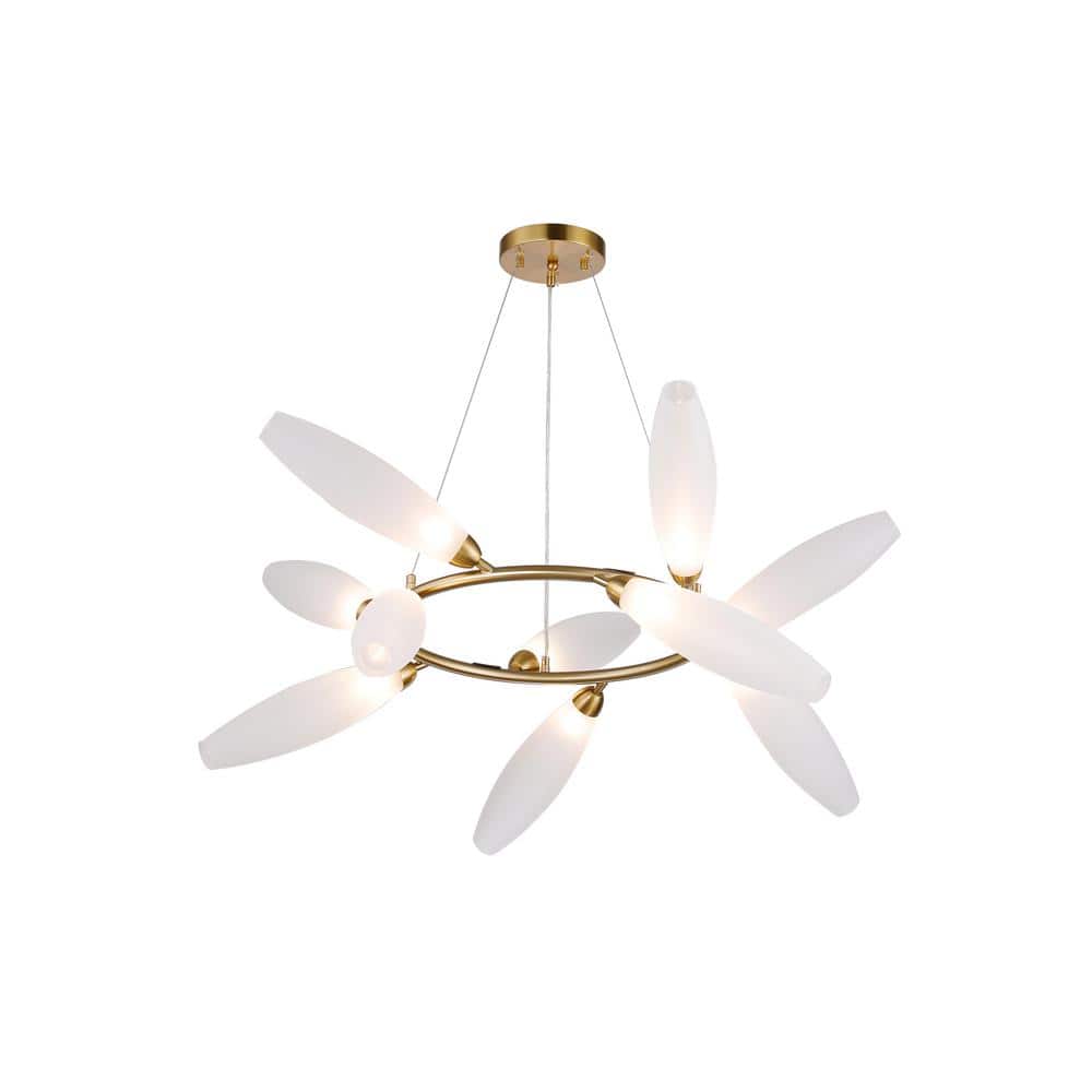 Bosywell 10-Light Gold Round Ring Chandelier for Living Room with No Bulbs 