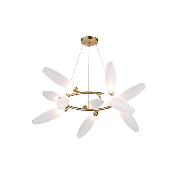 Unbranded Bosywell 10-Light Gold Round Ring Chandelier for Living Room with No Bulbs Included