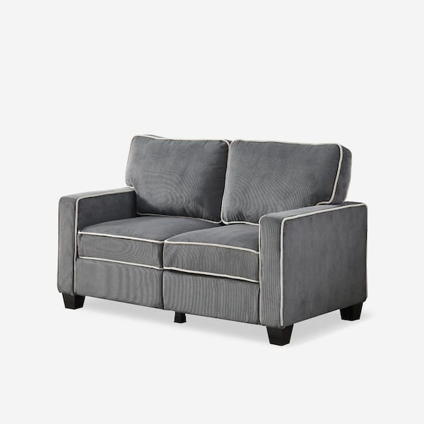 JAYDEN CREATION Frida 57 in. W Grey Polyester Loveseat With Thick Cushion