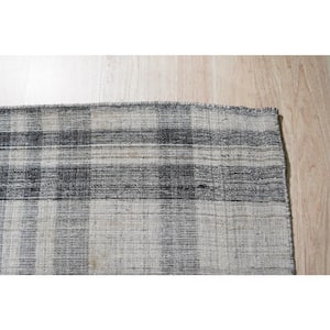 Gray 8 ft. x 10 ft. Hand-Woven Wool Modern plaid Rug Area Rug
