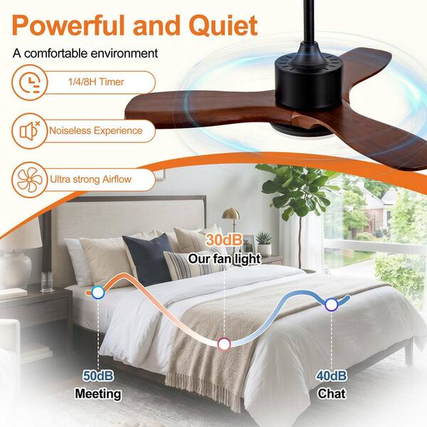 FEKZO 36 in. Indoor Black Downrod Mount Standard Solid Wood Blade