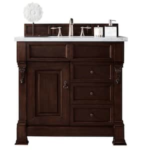 Brookfield 36 in. W x 23.5 in. D x 34.3 in. H Single Bath Vanity in Burnished Mahogany with top in Arctic Fall