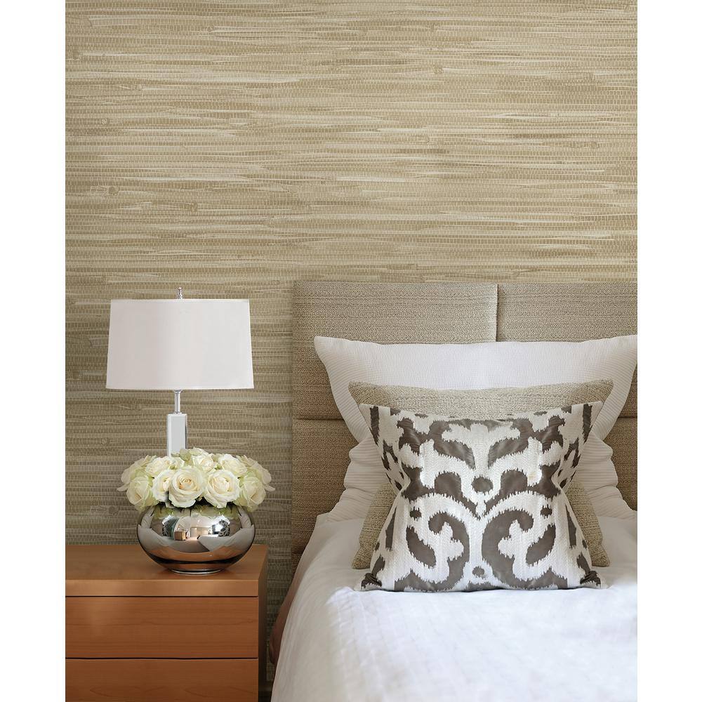 Beige Grasscloth Non-Pasted Washable Wallpaper Roll