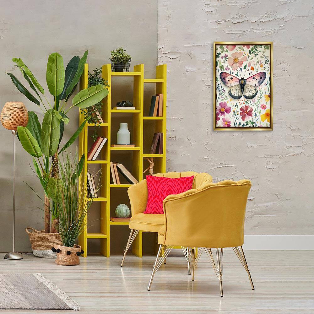 Botanical Butterfly & Herbs by The Dutch Lady Gold Floater Frame Nature Graphic Art Print 25 in. x 17 in. price history on PriceWatchPro