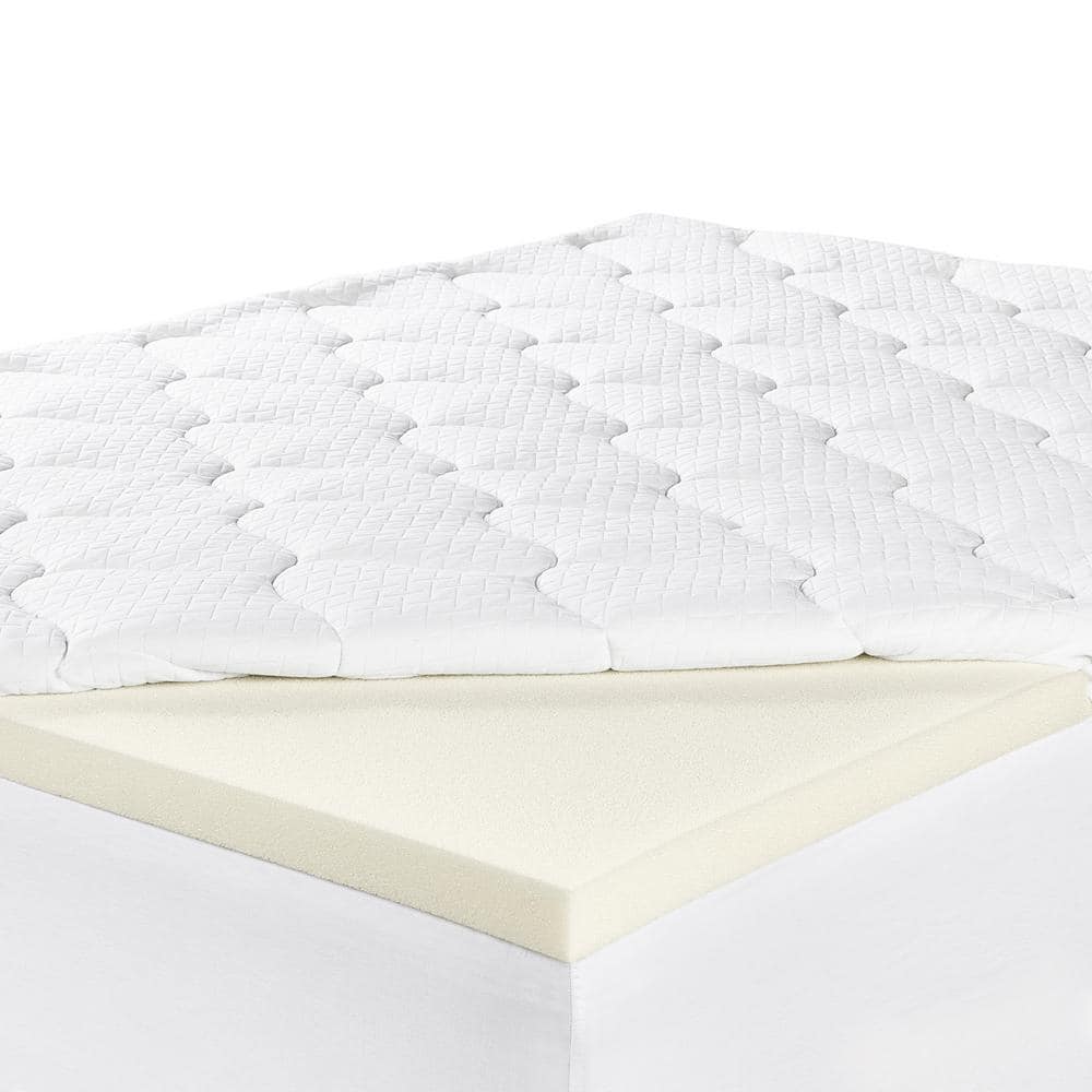 Twin White Memory Foam and Bamboo Mattress Topper