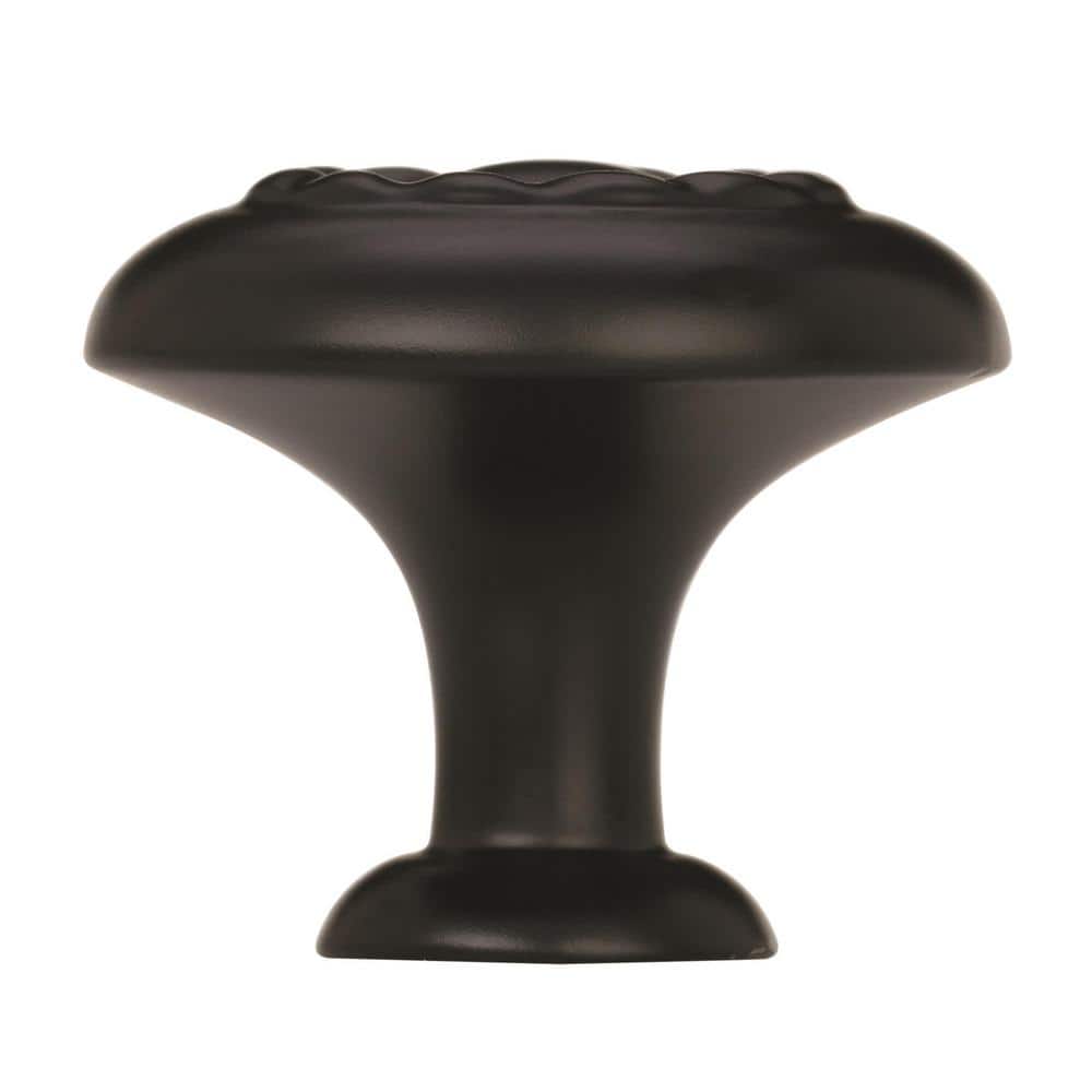 Matte Black Round Zinc Cabinet Knob with Mounting Hardware