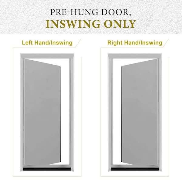 30 in. x 80 in. White 9-Lite Clear Glass Pre-hung Front Door with Door Header, Side Legs, Sill & Right-Handed Hinge Kit