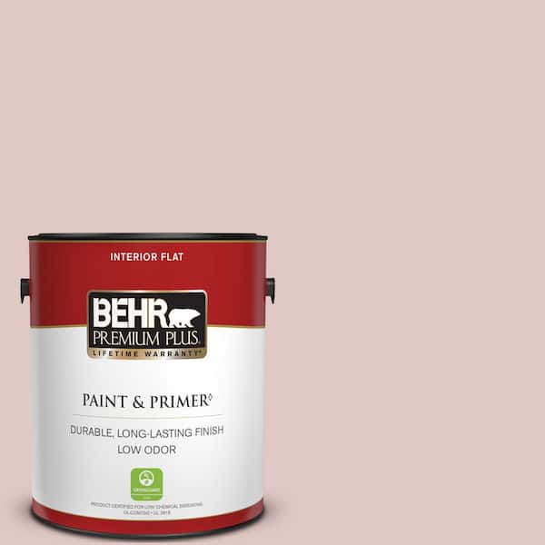 BEHR PREMIUM PLUS 1 gal. #160E-2 Pink Water Flat Low Odor Interior Paint & Primer