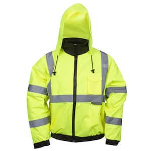 Reptyle Type R Class 3 Large Bomber Jacket in Lime with Quilted Lining and Attached Hood J221-L