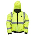 Reptyle Type R Class 3 XL Bomber Jacket in Lime with Quilted Lining and Attached Hood