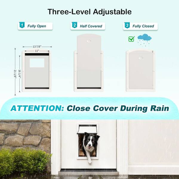 30 in. x 80 in. Right-Hand 1 Lite Clear Glass Entry Door Slab with Pet Door, Door Header, and Legs, Pre-installed Hinge