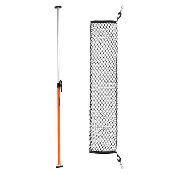 Cargo Bar, Ratcheting Cargo Bar Adjustable from 40 in. to 73 in. Heavy-Duty Steel Cargos Stabilizer with Storage Net