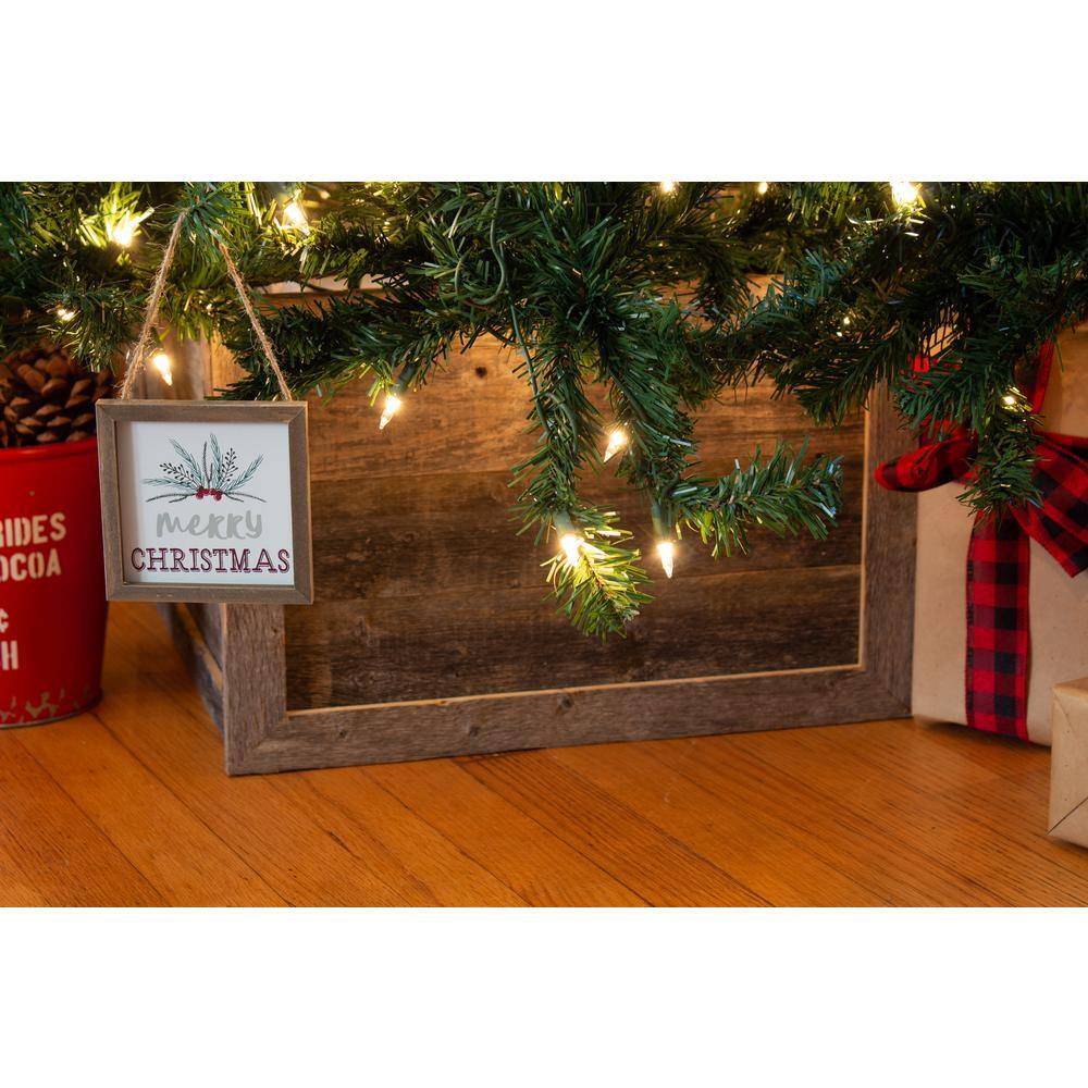 Natural Weathered Gray Reclaimed Wood Christmas Tree Box Collar