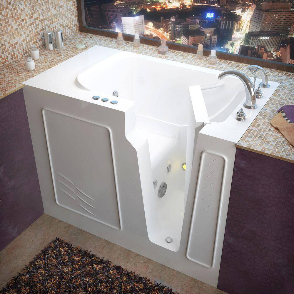 Flagstaff 52'' x 29'' White Walk-in Whirlpool Fiberglass Bathtub with Faucet