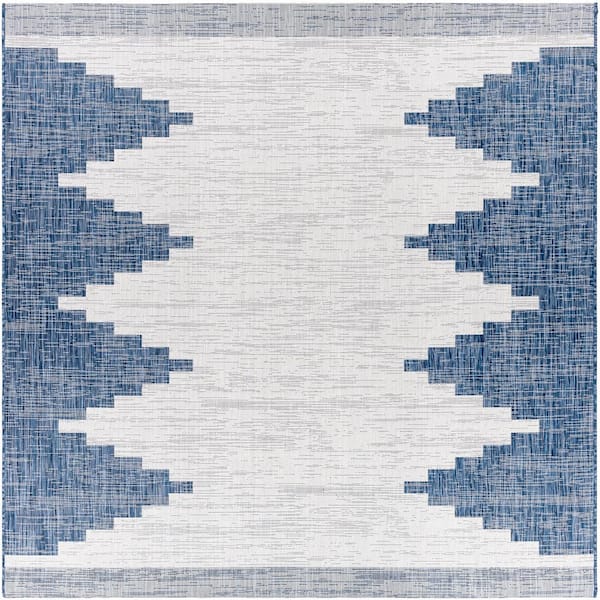 Lageli Navy 7 ft. 10 in. Square Indoor/Outdoor Area Rug